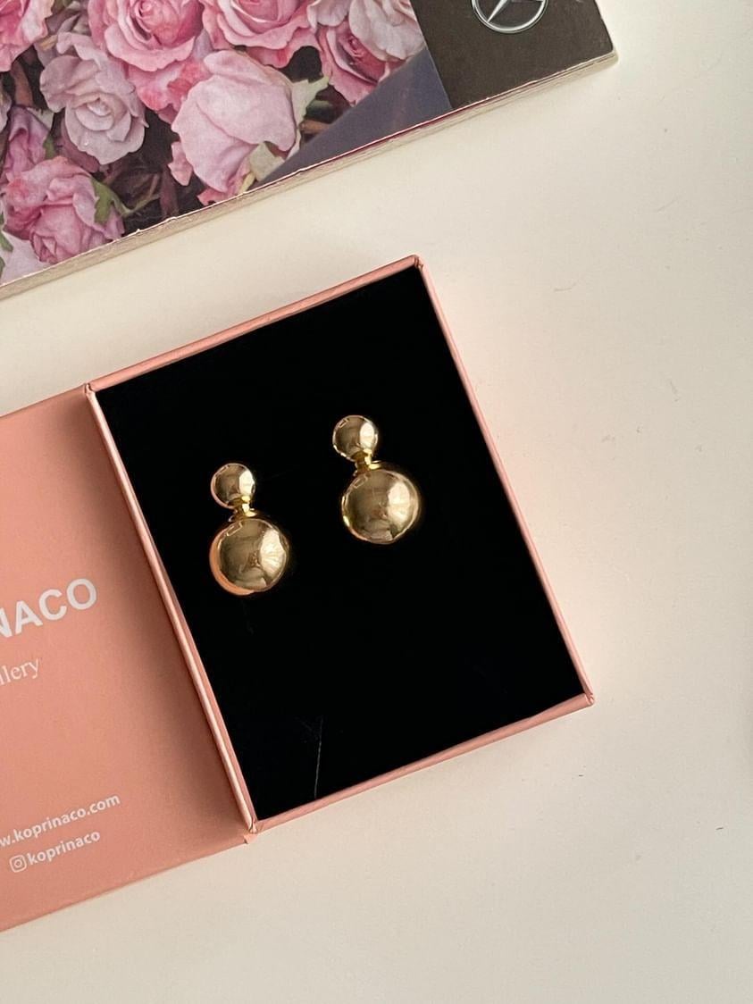 Özel Kaplama Gold Topçuklu Küpe (2.10 Cm)