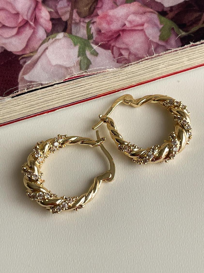 Özel Kaplama Gold Vip Zirkon Taşlı Halka Küpe (2.20 Cm)