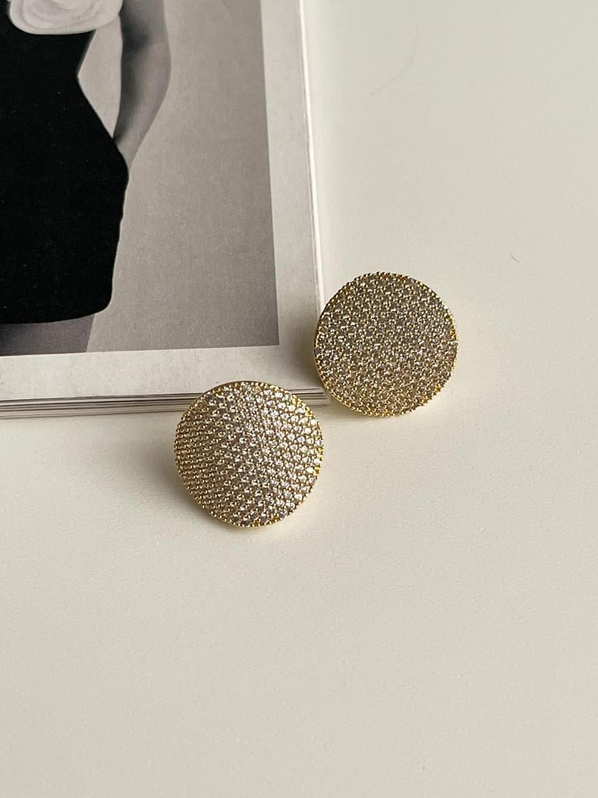 Özel Kaplama Gold Vip Zirkon Taşlı Küpe (1.80 Cm)