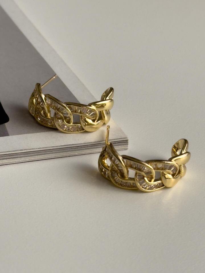 Özel Kaplama Gold Zincir Model Vip Küpe (2.20 Cm)