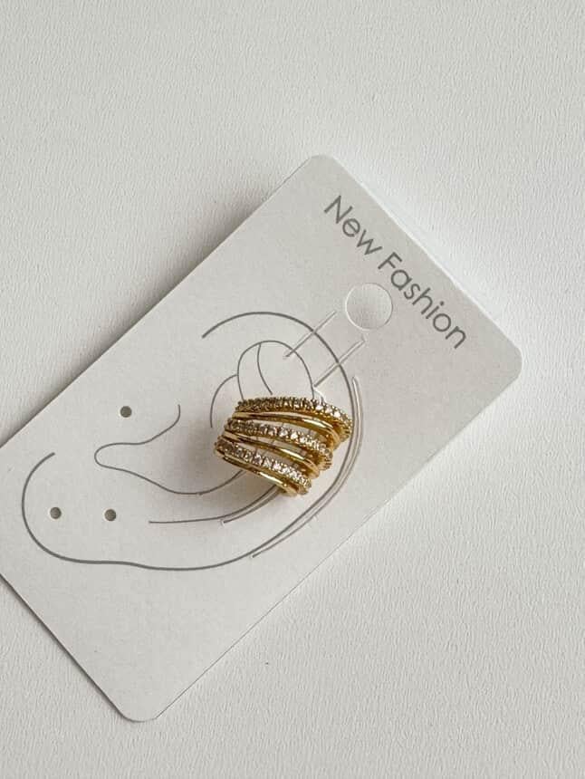 Özel Kaplama Gold Zirkon Taşlı Tek Adet Ear Cuff Küpe 