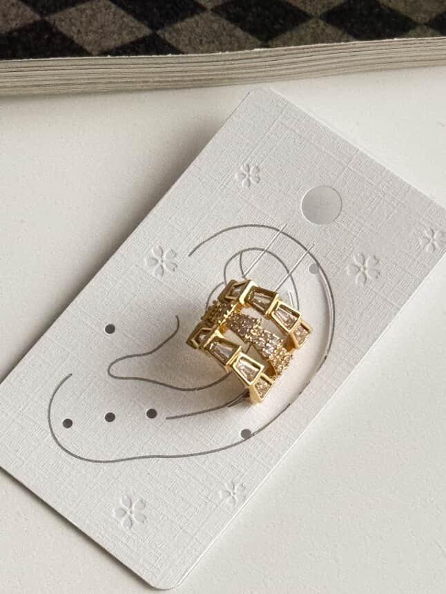 Özel Kaplama Gold Zirkon Taşlı Tekli Ear Cuff Küpe (1 Cm)
