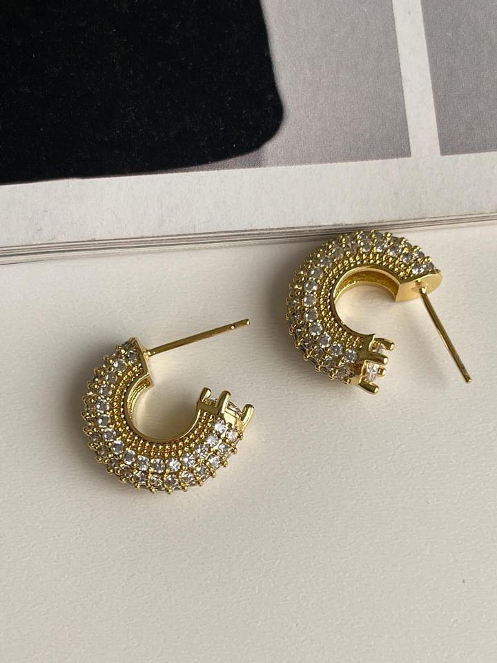 Özel Kaplama Gold Zirkon Taşlı Vip Küpe (1.70 Cm)