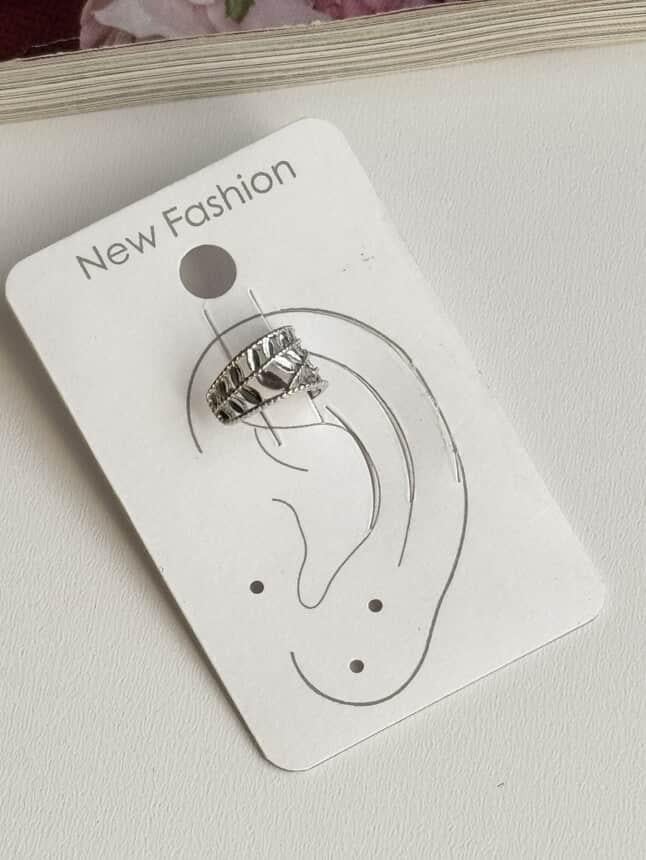 Özel Kaplama Gümüş Renk Taşlı Tek Adet Ear Cuff Küpe 