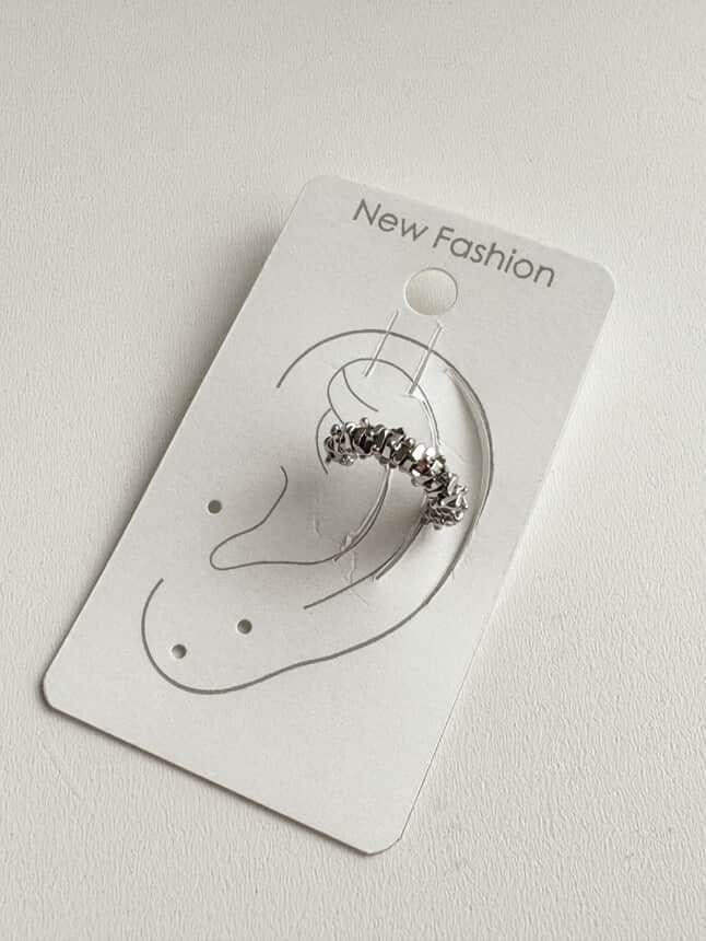 Özel Kaplama Gümüş Renk Taşlı Tek Adet Ear Cuff Küpe 