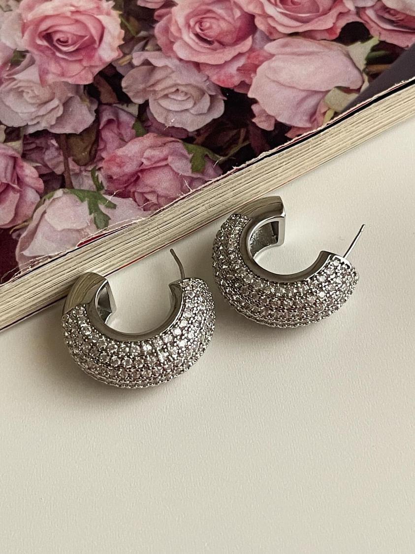 Özel Kaplama Gümüş Renk Vip Kalın Küpe (2.5 Cm)