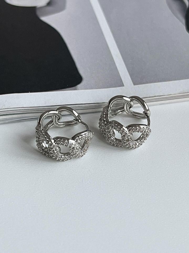 Özel Kaplama Gümüş Renk Zincir Vip Küpe (1.5 Cm)
