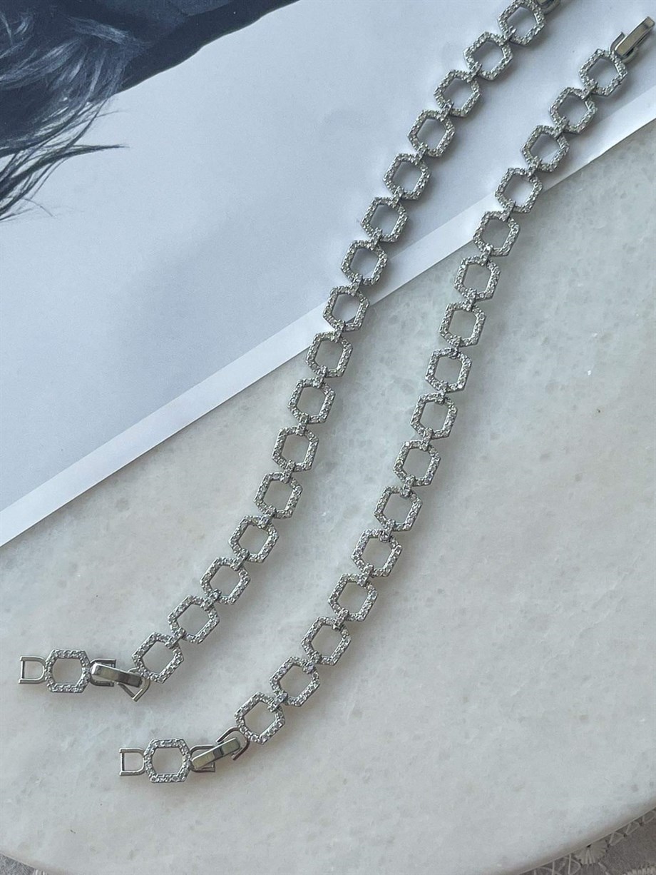 Özel Kaplama Pırlanta Möntürlü Bileklik (19 Cm)