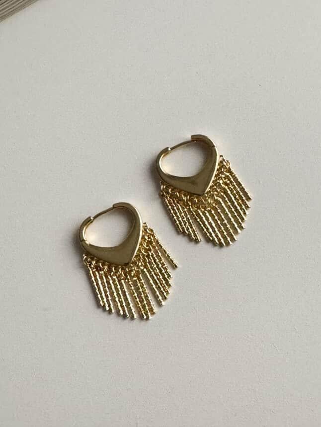 Özel Kaplama Saçaklı Küpe (3.5 Cm)