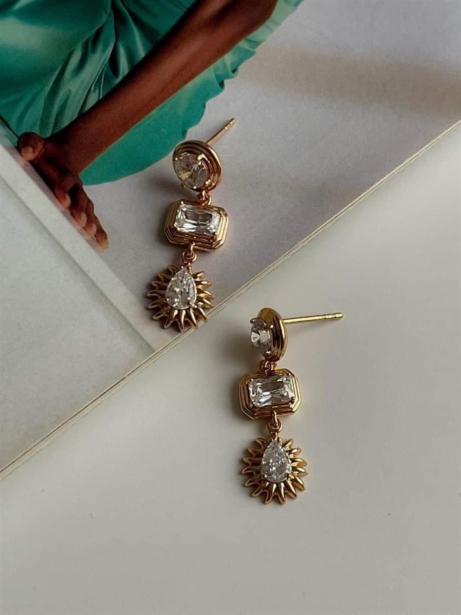 Özel Kaplama Xuping Baget Taşlı Küpe (2.5 Cm)
