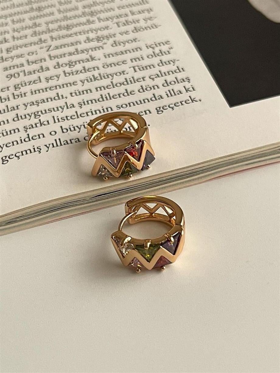 Özel Kaplama Xuping Renkli Taşlı Küpe (1.20 Cm)