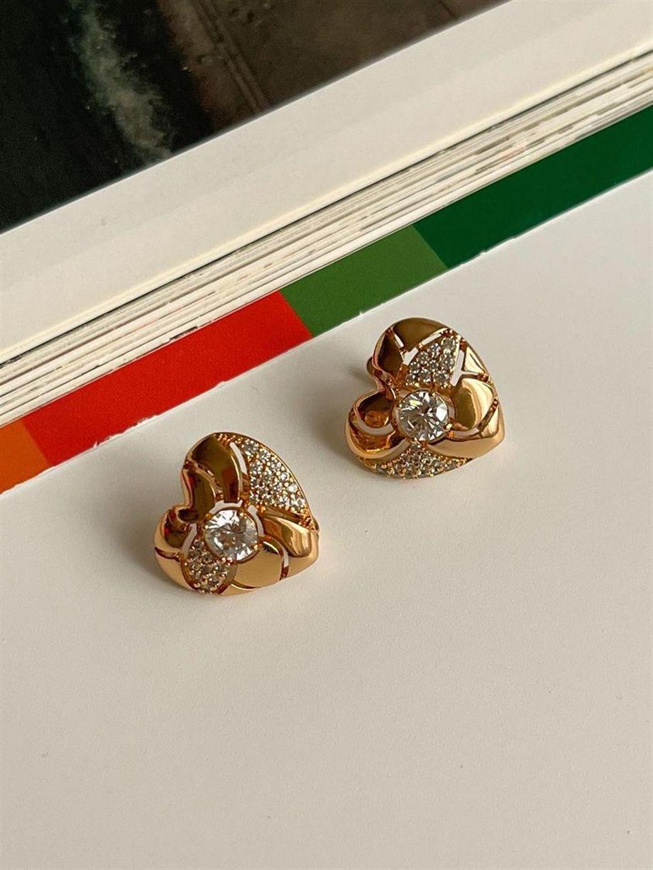 Özel Kaplama Xuping Zirkon Taşlı Kalp Küpe (1.5 Cm)
