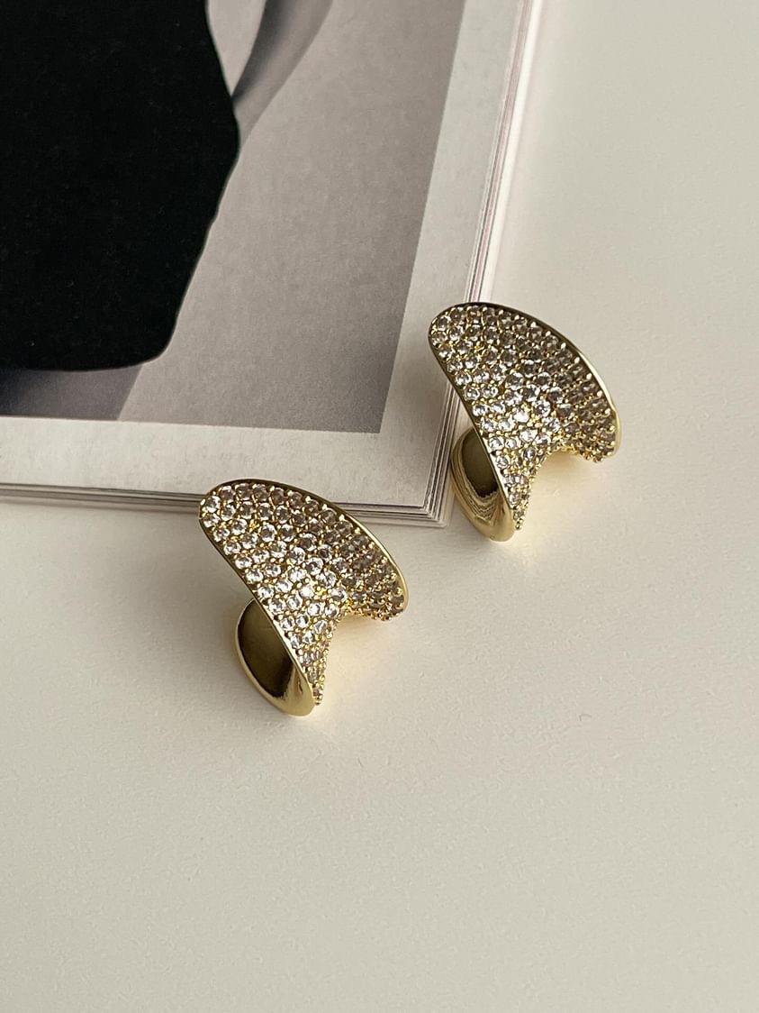 Özel Seri Gold Renk Zirkon Taşlı Vip Küpe (1.90 Cm)