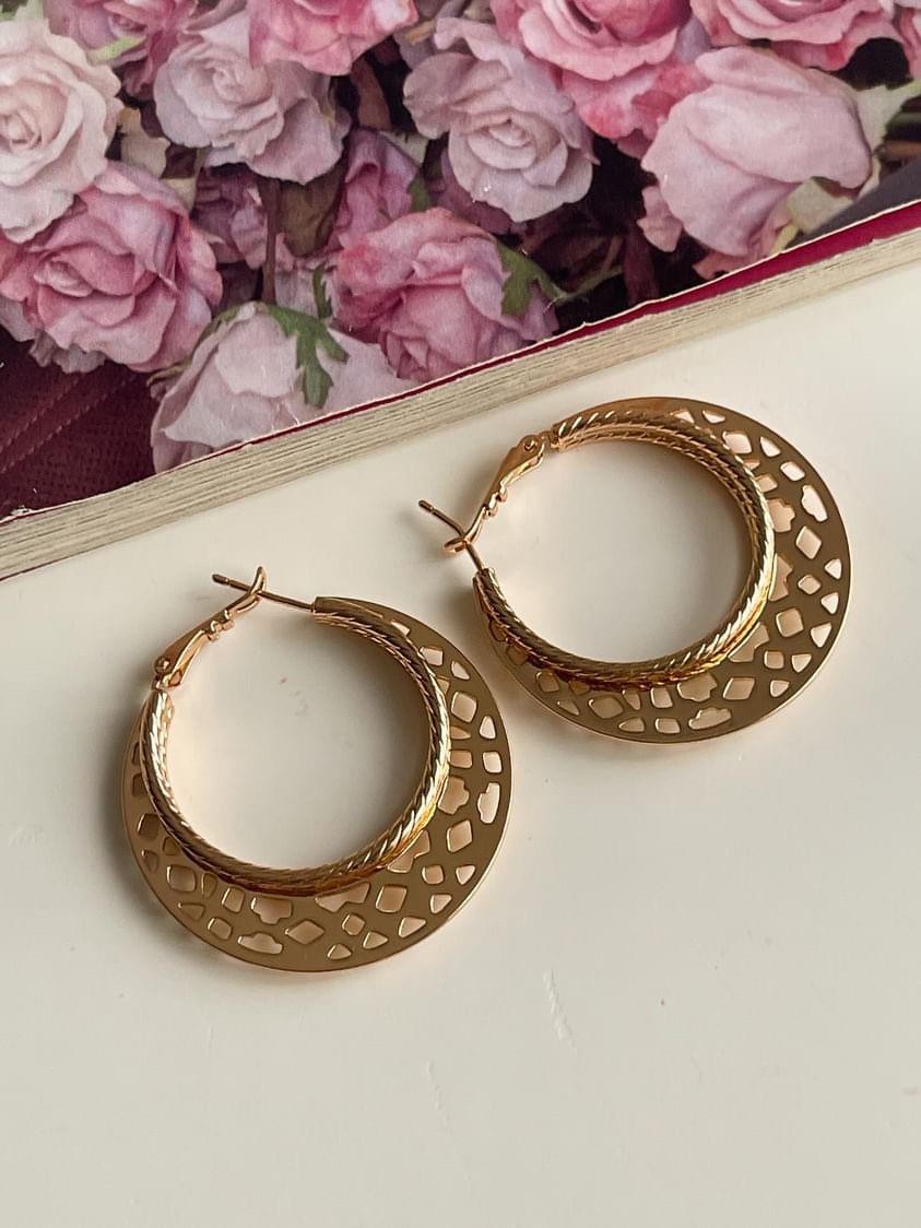 Xuping Gold Dantel Halka Küpe (4 Cm)