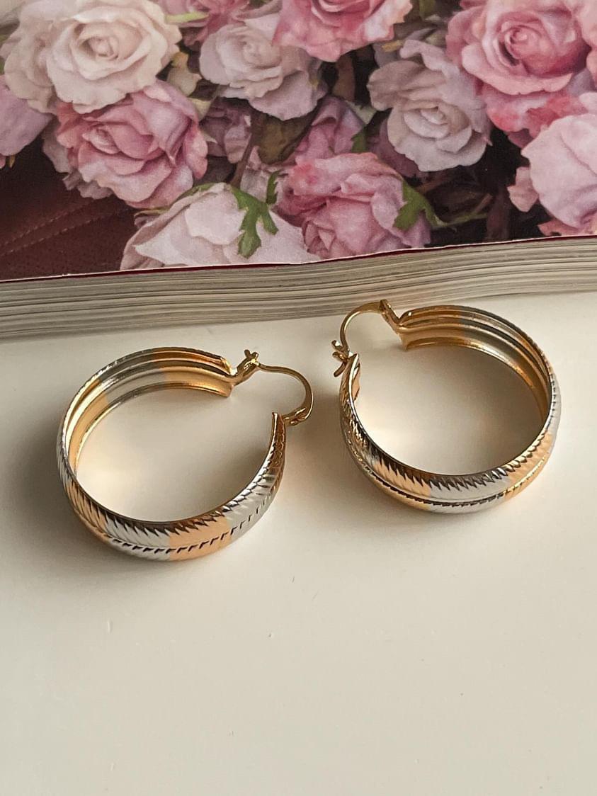 Xuping Gold Gümüş Kombinli Halka Küpe (3.20 Cm)