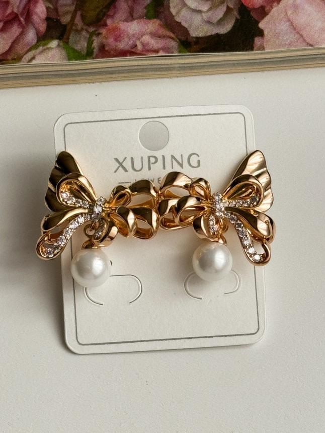 Xuping Gold İncili Fiyonk Küpe (1.90 Cm)