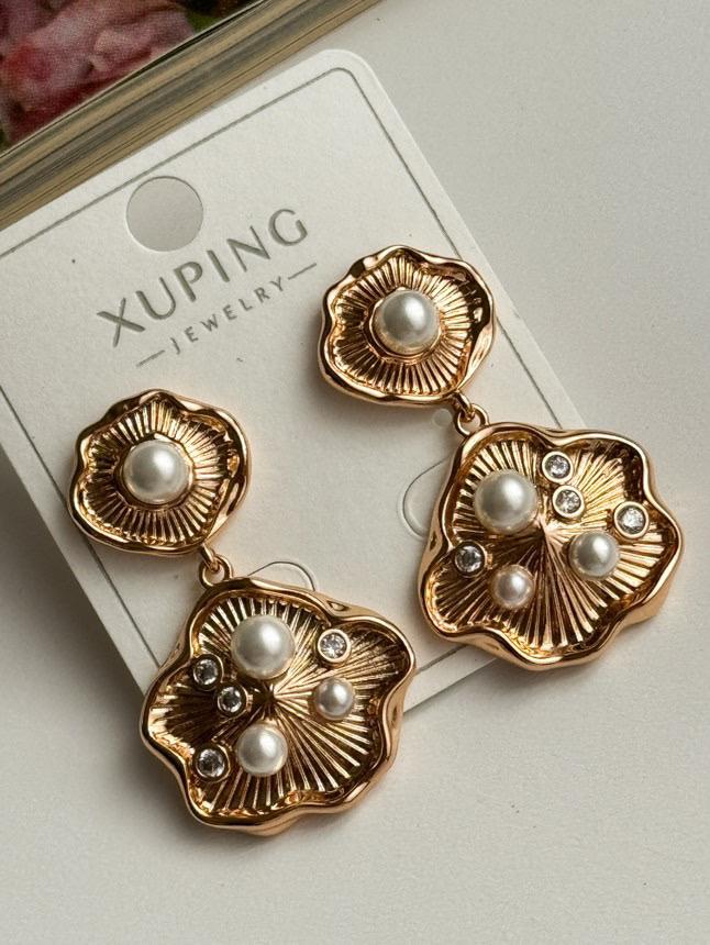 Xuping Gold İncili İstiridye Küpe (3.30 Cm)