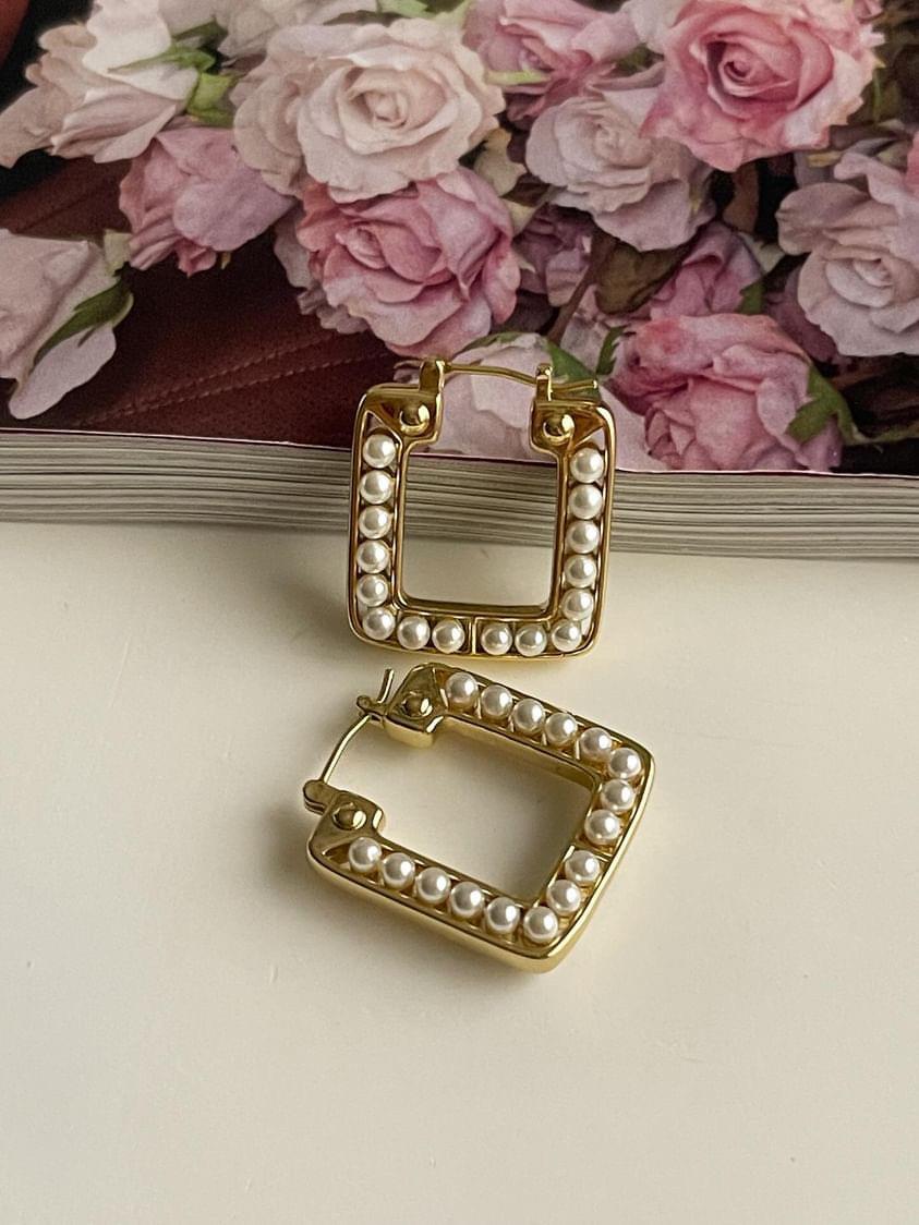 Xuping Gold İncili Kare Küpe (2.20 Cm)