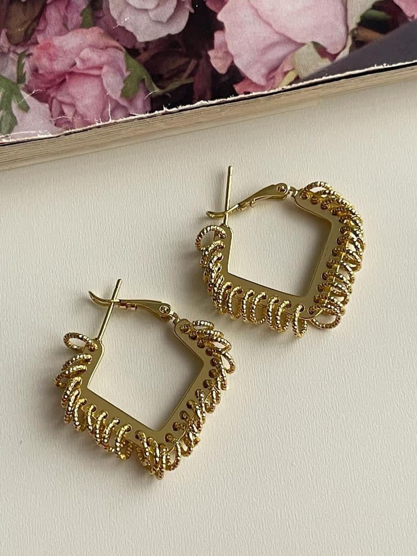 Xuping Gold Kare Saçaklı Küpe (2.5 Cm)