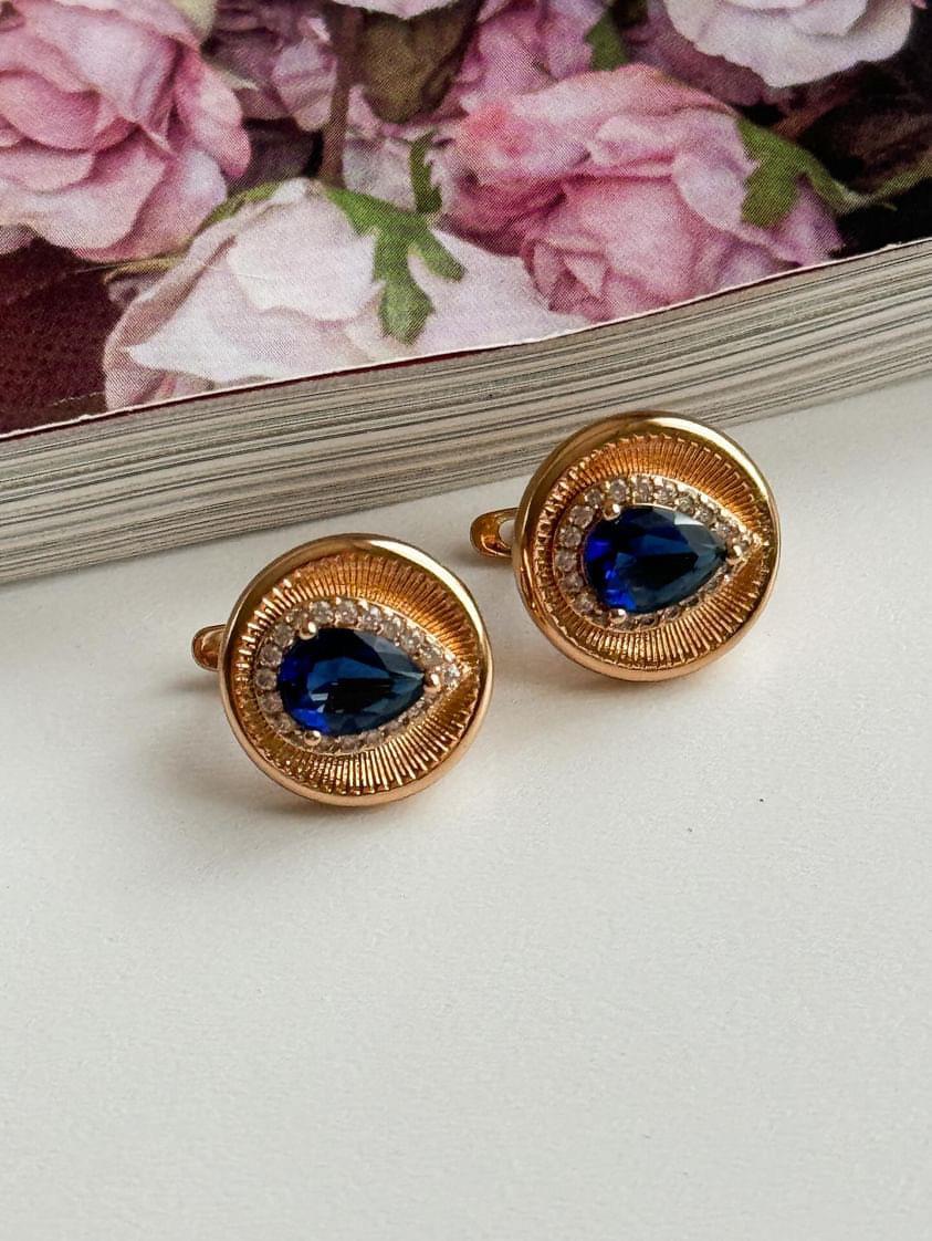 Xuping Gold Lacivert Damla Taşlı Küpe (1.30 Cm)
