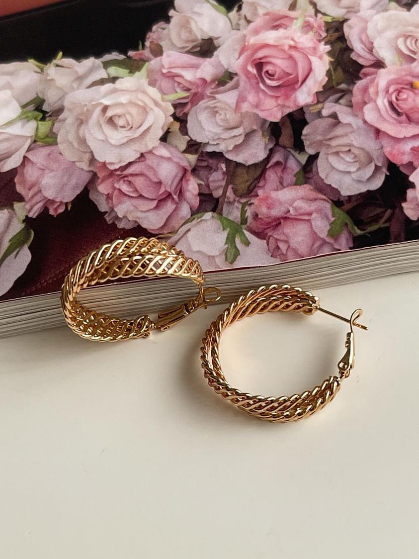 Xuping Gold Örgü Dantel Küpe (3 Cm)