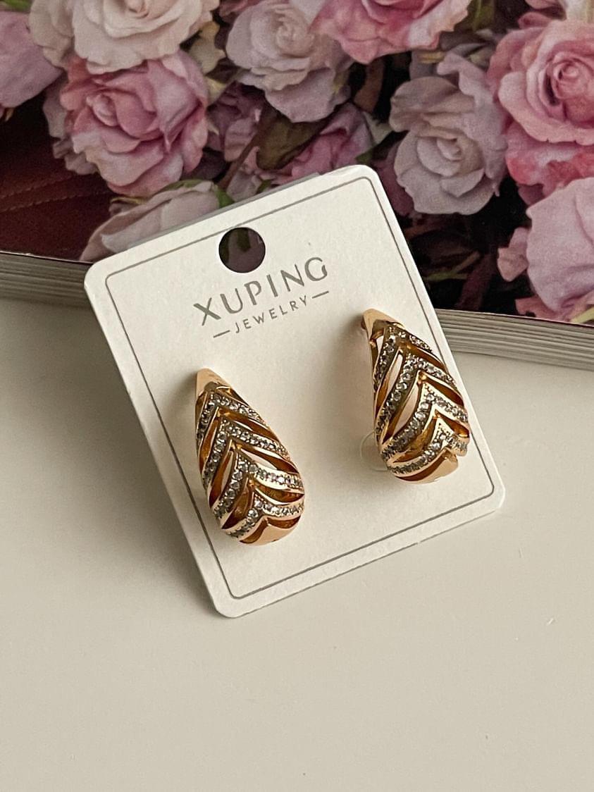 Xuping Gold Zirkon Balıksırtı Bottega Küpe (2.10 Cm)