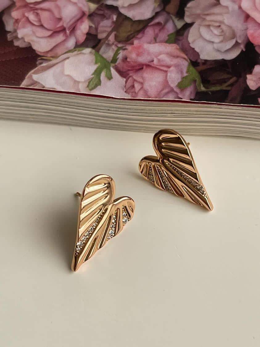 Xuping Gold Zirkon Taşlı Vintage Kalp Küpe (2 Cm)
