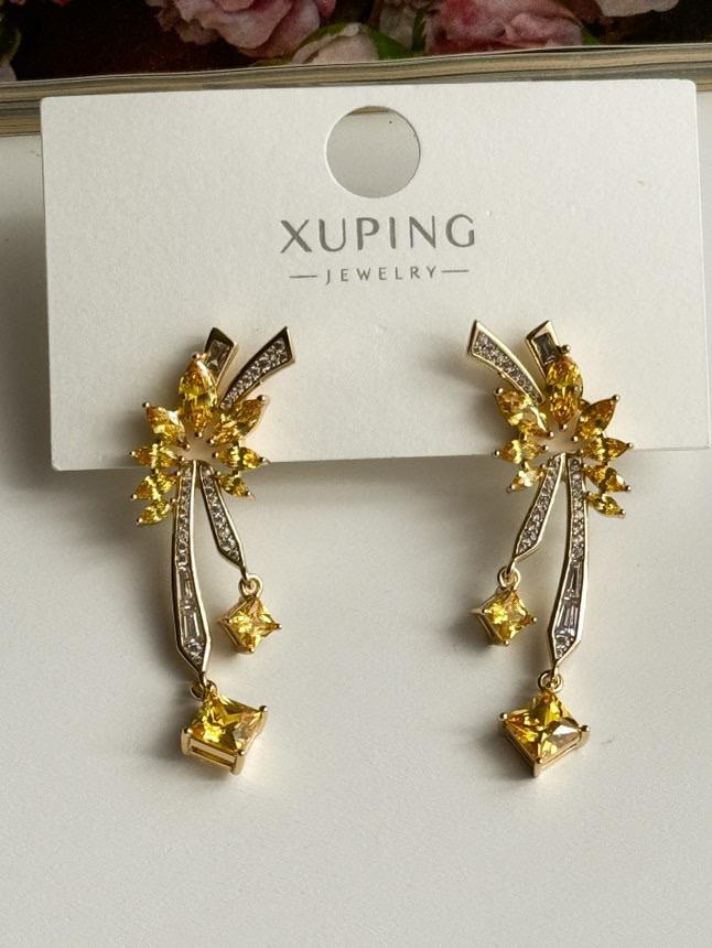Xuping Sarı safir Taşlı Küpe (4.5 Cm)