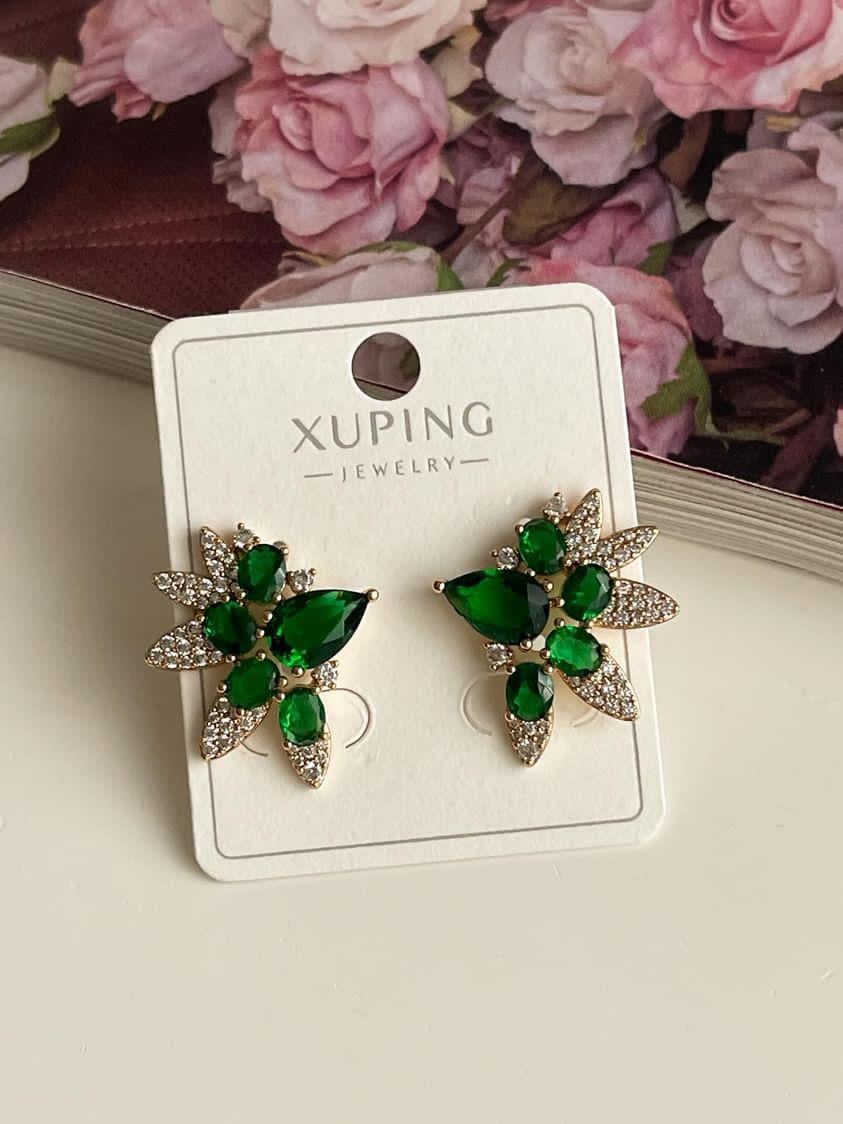 Xuping Yeşil Baget Taşlı Küpe (2 Cm)