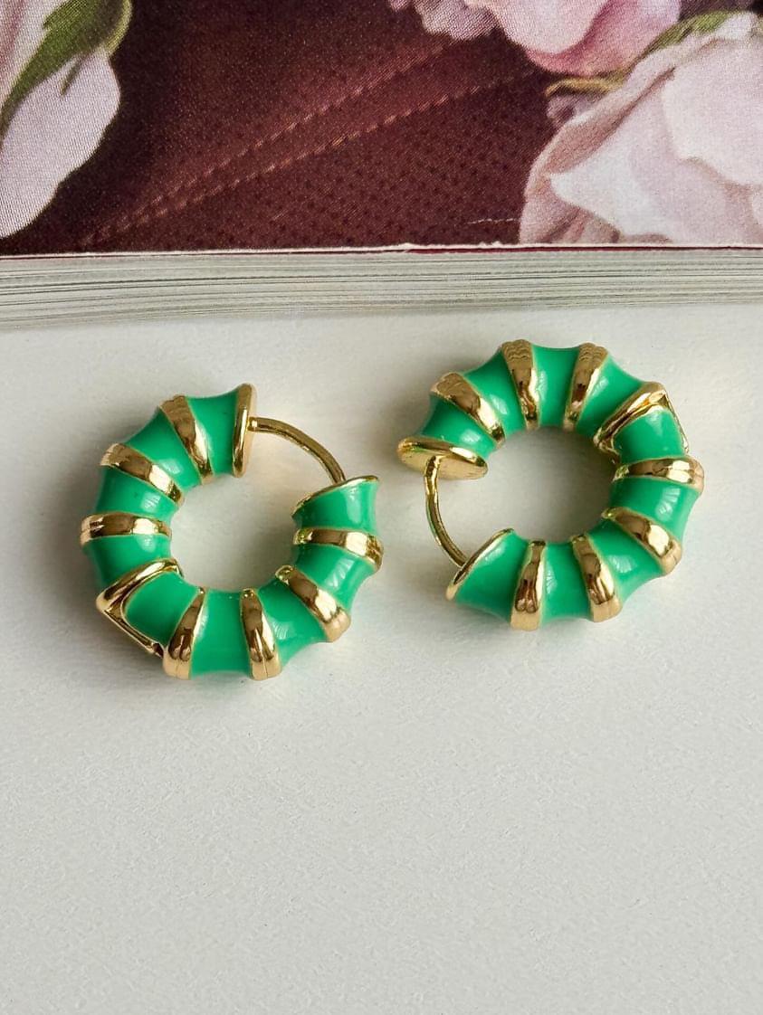 Yeşil Mineli Summer Küpe (1.5 Cm)