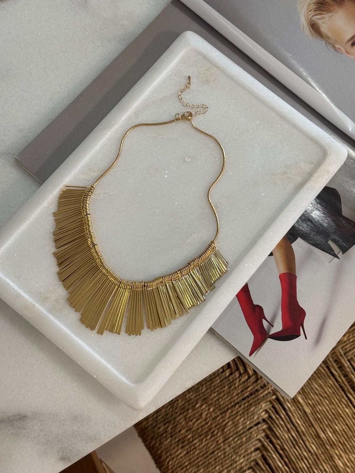 Zr Model Gold Saçaklı Kolye (48 Cm)