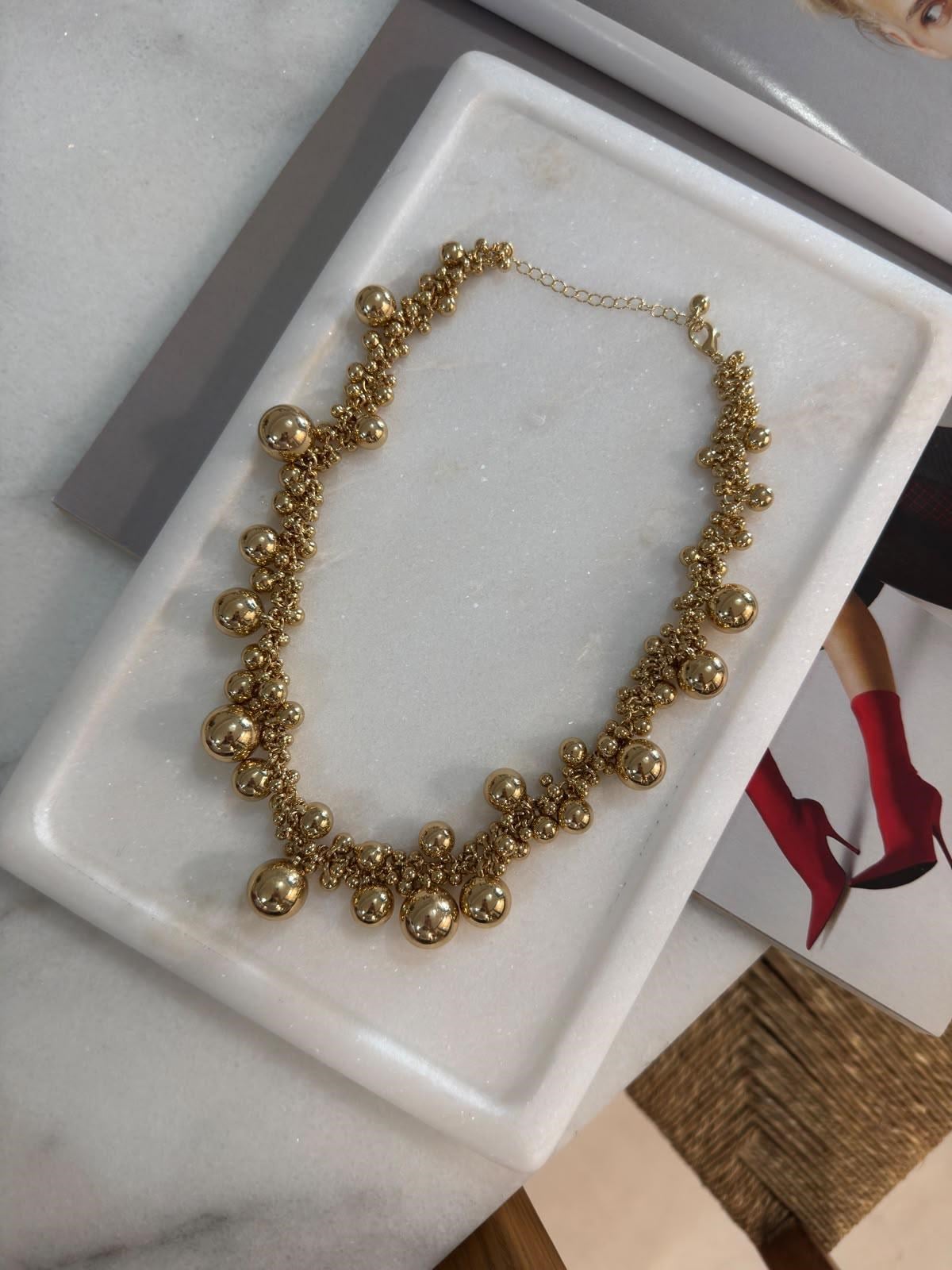 Zr Model Gold Topçuklu Kolye (50 Cm)