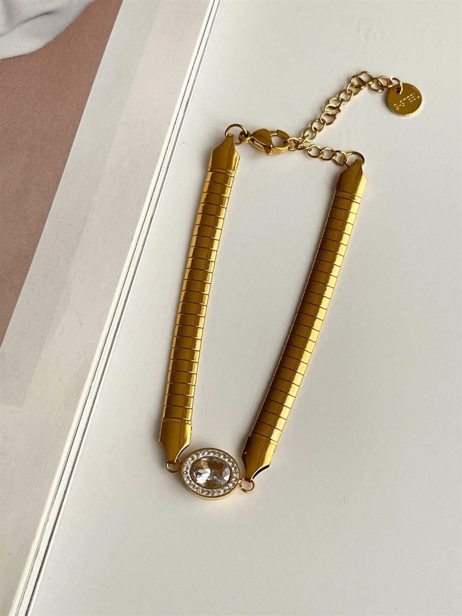 Çelik Baget Taşlı Bileklik (23 Cm)