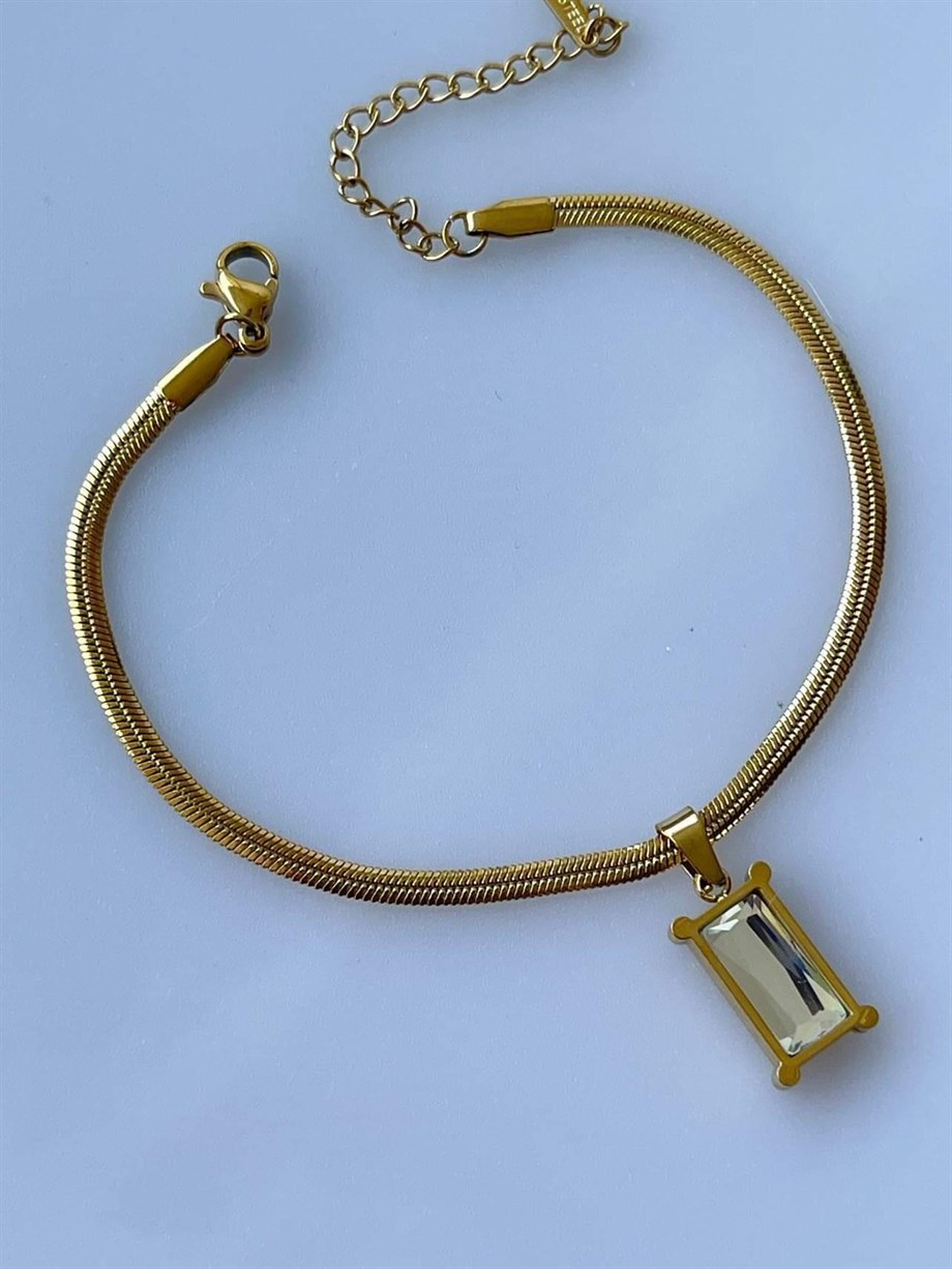 Çelik Baget Taşlı Bileklik (24 Cm)
