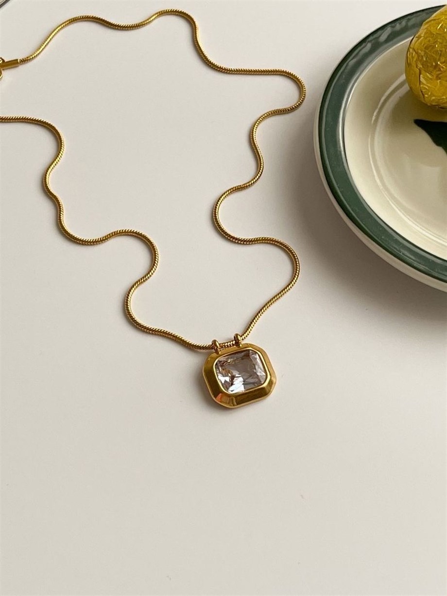 Çelik Beyaz Vintage Kolye (46 Cm)