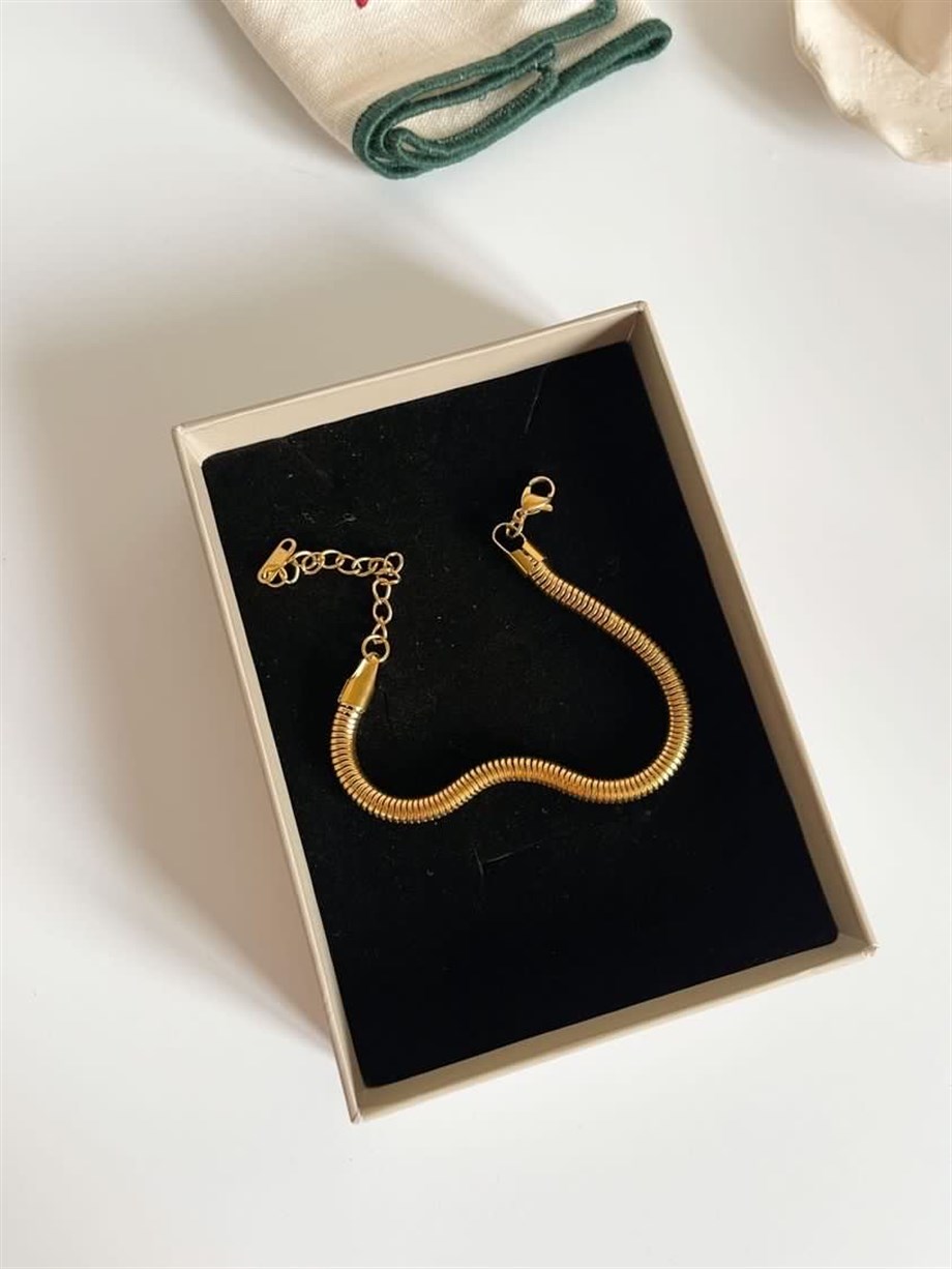 Çelik Boru Snake Orta Kalın Kolye (23 Cm)