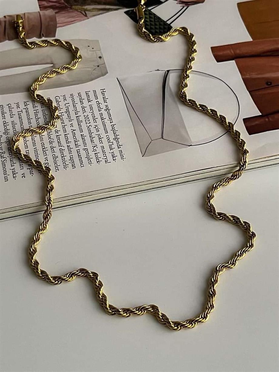 Çelik Burgu Halat Zincir Kolye (60 Cm) (12 Numara)