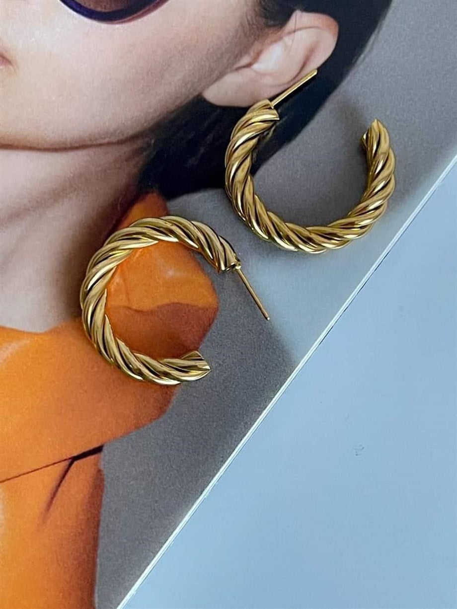 Çelik Burgu Steel Halka Küpe (3 Cm)