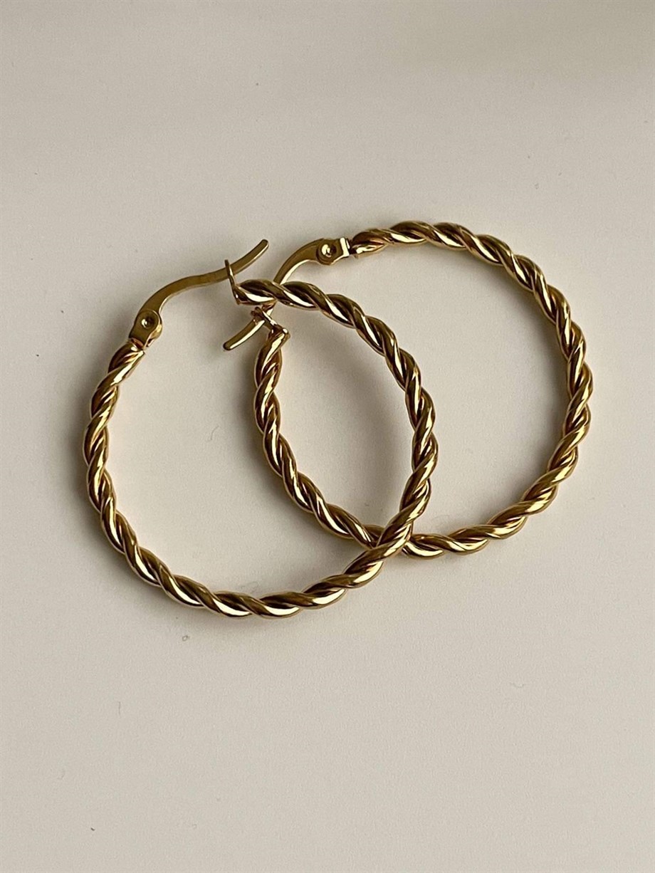 Çelik Burgu Steel Halka Küpe (3.5 Cm)
