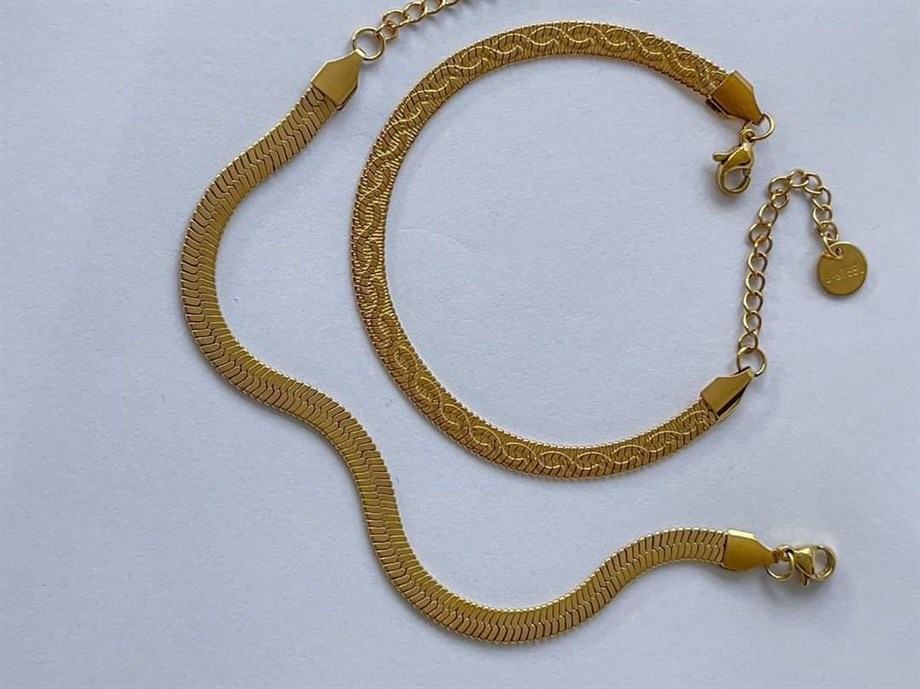 Çelik Desenli Çift Taraflı Kullanılabilen İtalyan Zincir Bileklik (21 Cm