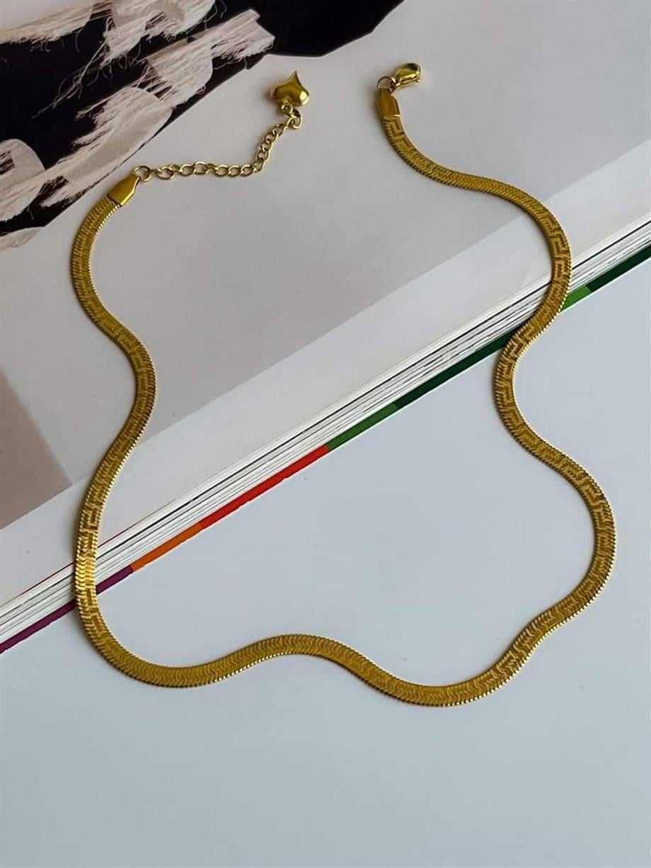 Çelik Desenli İtalyan Zincir Kolye (45 Cm)