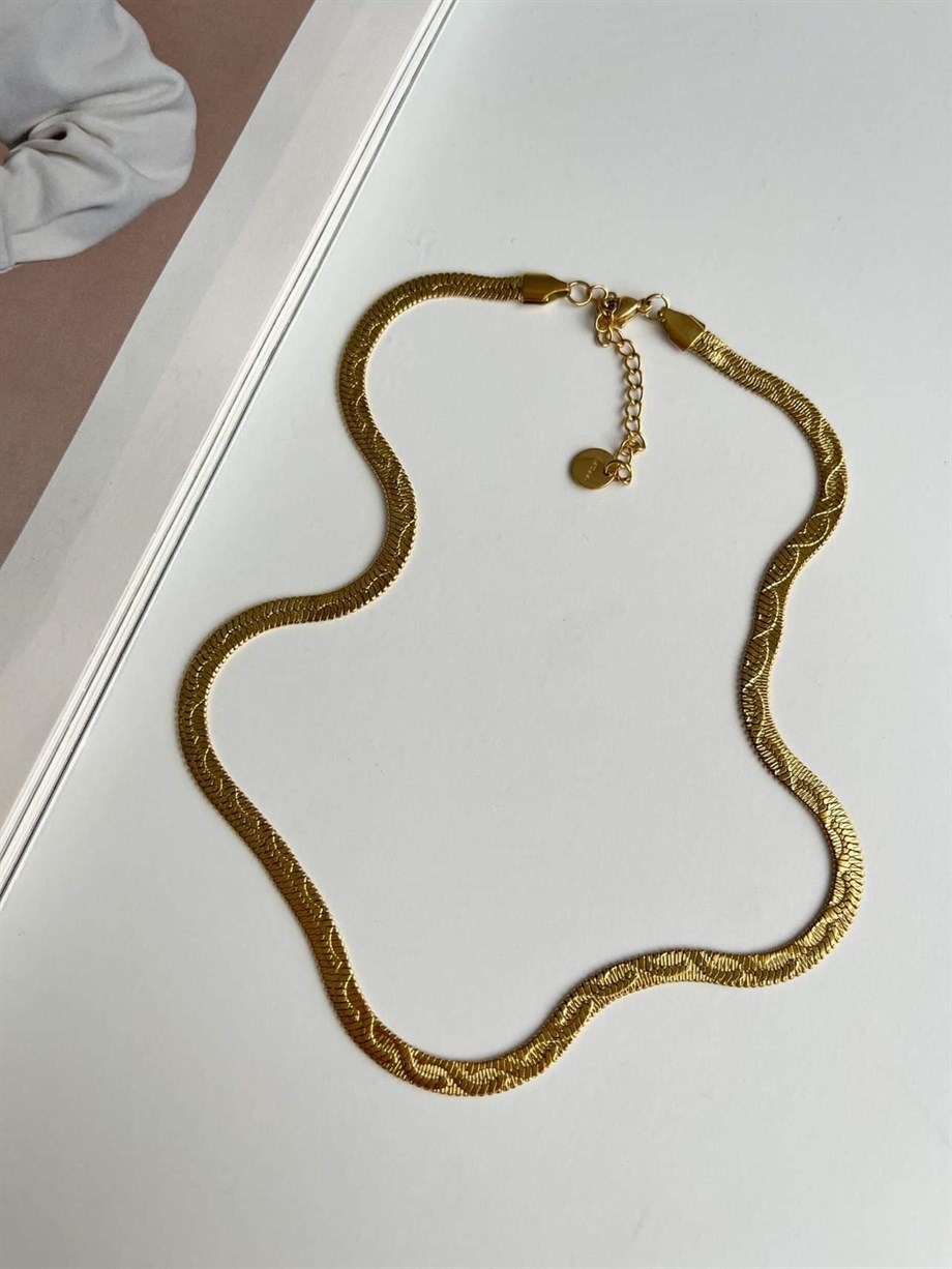 Çelik Desenli İtalyan Zincir Kolye (46 Cm)