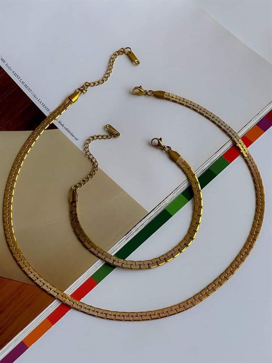 Çelik Desenli Kolye (46 Cm)