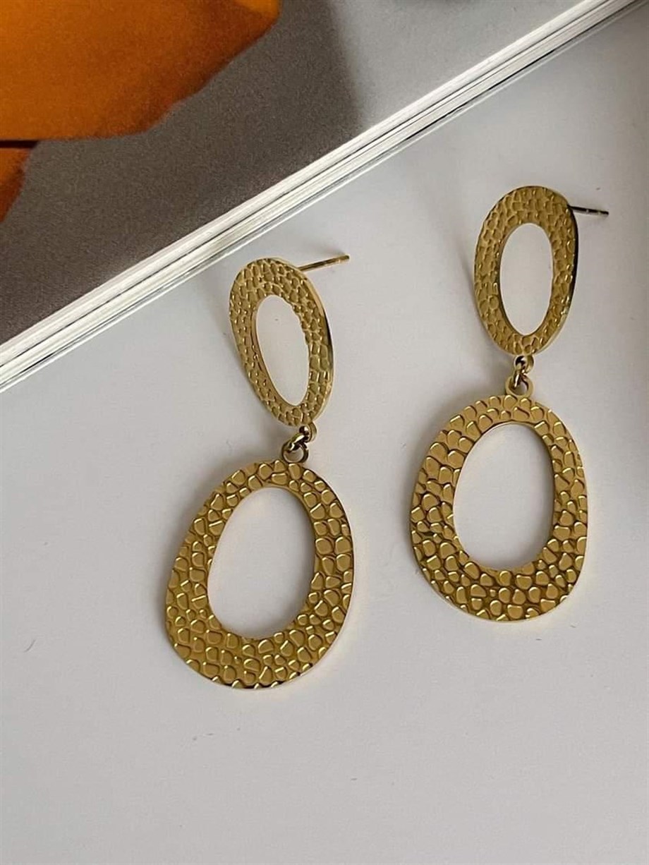 Çelik Ezme Plaka Küpe (4.40 Cm)