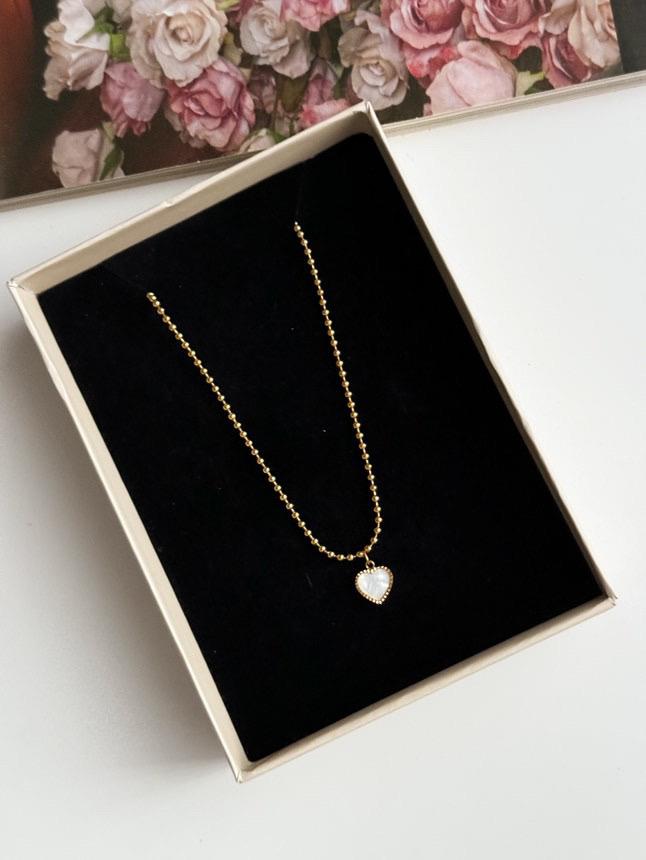 Çelik Gold Beyaz Sedefli Topçuklu Minimal Kolye (46 Cm)