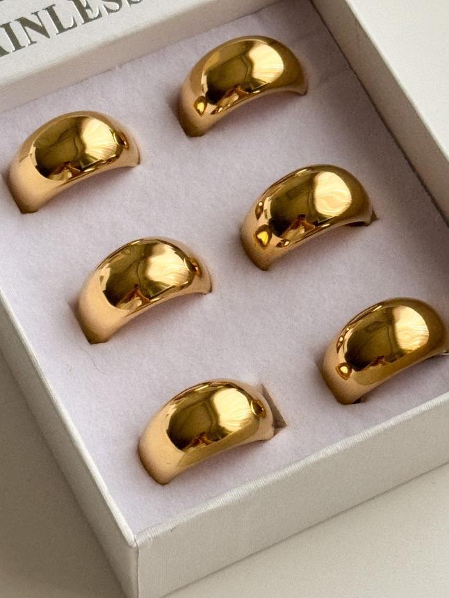 Çelik Gold Bombeli Numaralı Pinterest Yüzük (19 Numara)