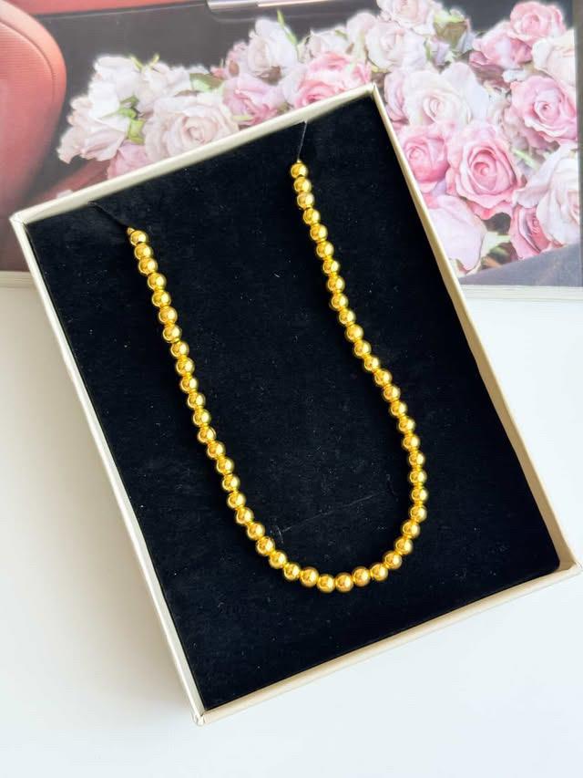 Çelik Gold Boncuklu Kolye (45 Cm)