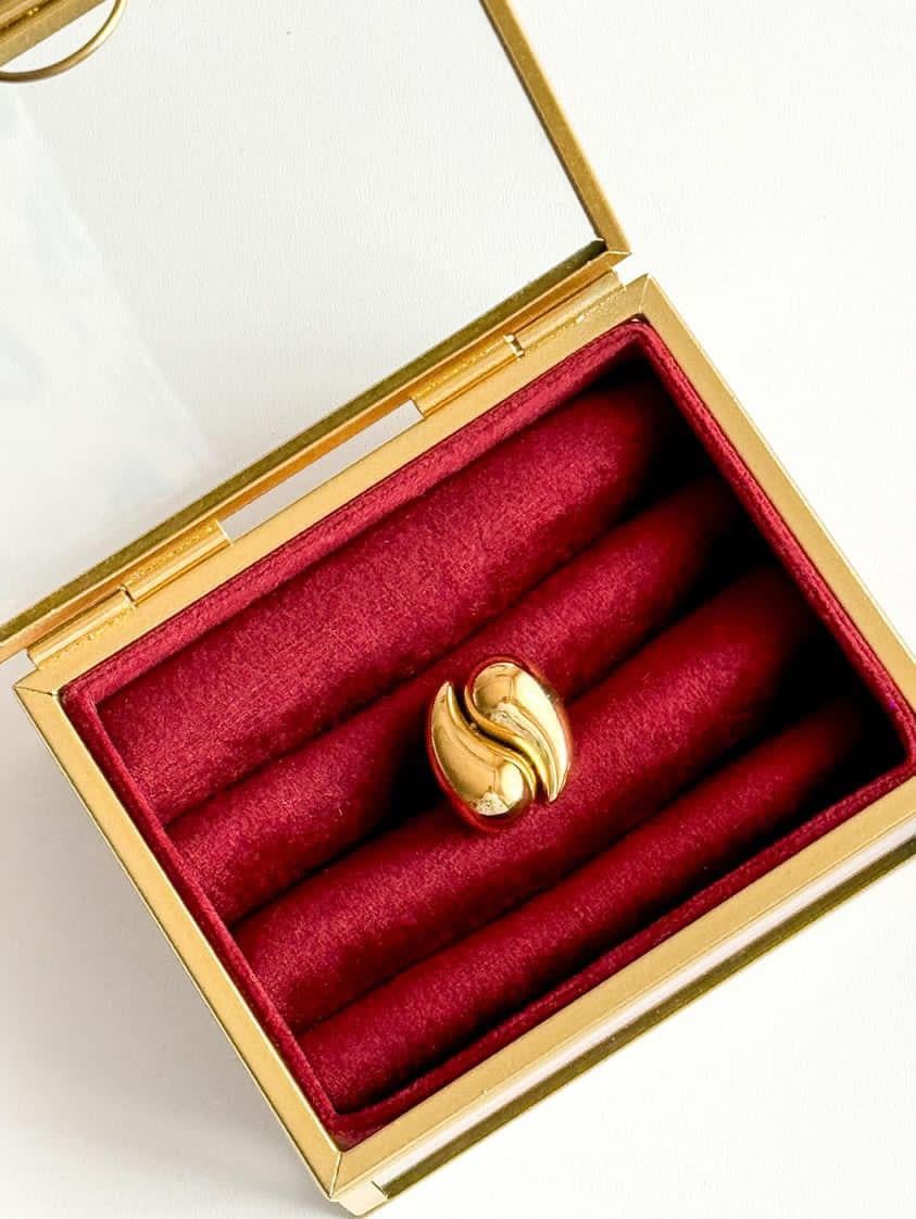 Çelik Gold Bottega Alttan Ayarlanabilir Yüzük