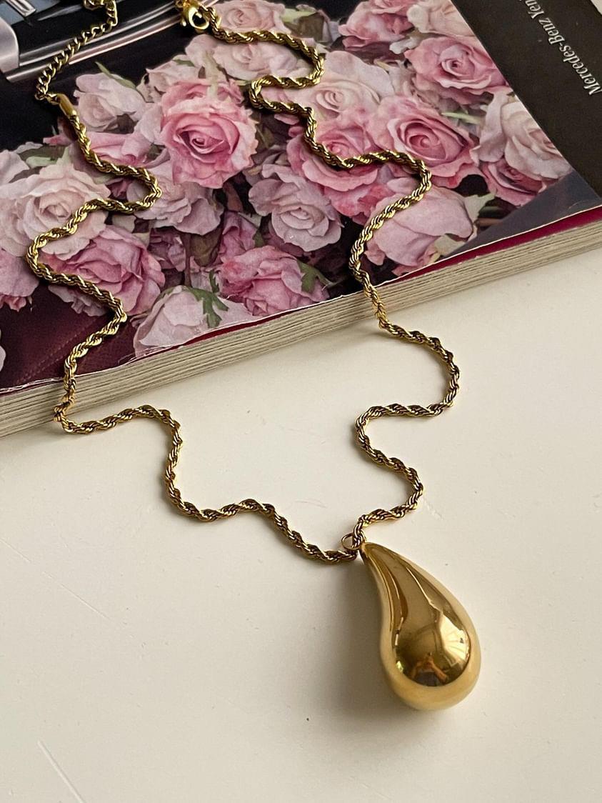 Çelik Gold Burgu Halat Botega Kolye (55 Cm)