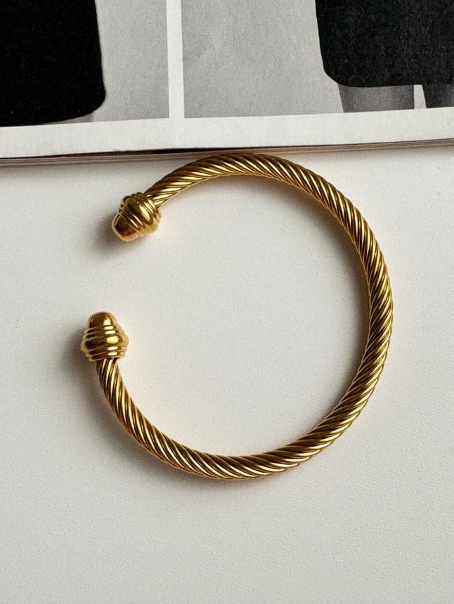 Çelik Gold Burgu Kelepçe Bileklik 